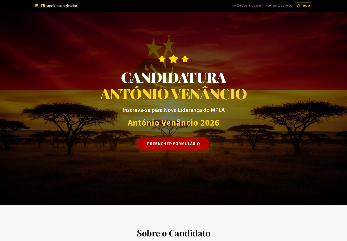 Página inicial da plataforma António Venâncio